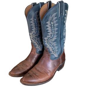 Tony Lama Western Two Toned Made In USA Boots Leather Pull On Mens Sz 10